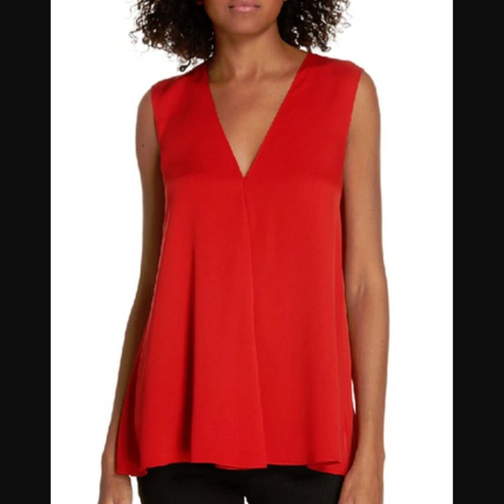NEW Theory Red Silk A Line Blouse Size M